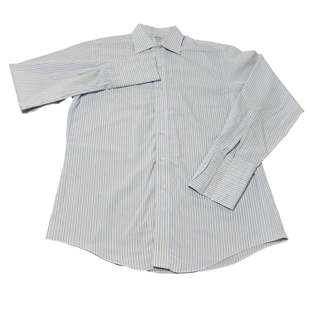Brooks Brothers Shirt Mens 15.5 32/33 Blue Stripe Non Iron Classic Long Sleeve